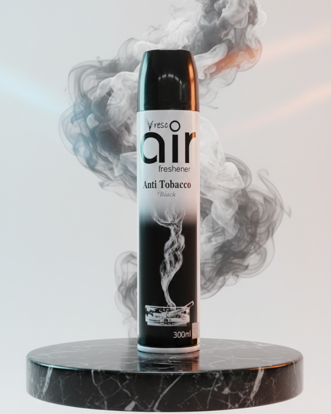Fresco Air Freshener - Anti Tobacco Black (300ml) | Instant Odor Neutralizer