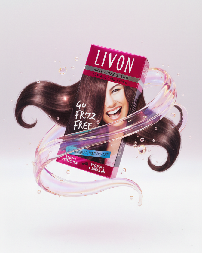 Livon Anti-Frizz Serum with Vitamin E & Argan Oil – Salon Smooth & Ultra Glossy Hair 20ml