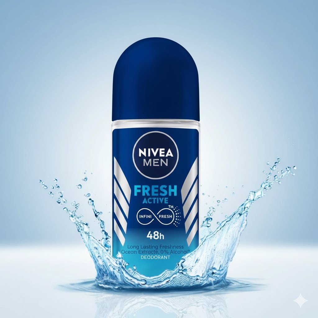 NIVEA MEN Fresh Active Roll-On Deodorant | 48h Long Lasting Freshness