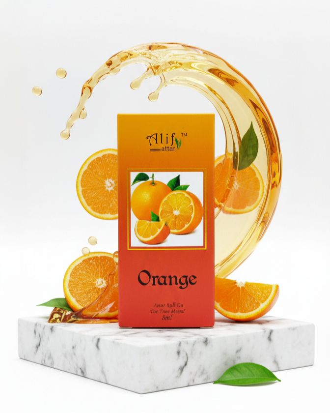 Alif Attar - Premium Orange Concentrated Perfume Oil (8ml) - Long Lasting Citrus Fragrance