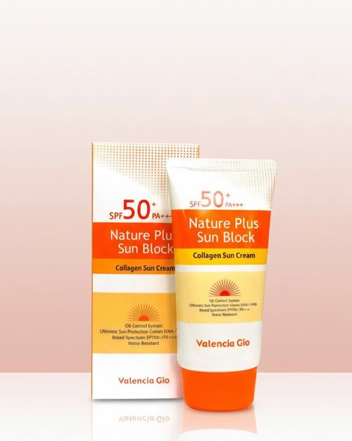 Valencia Gio Nature Plus Sun Block Collagen Sun Cream SPF 50+ PA+++ | Ultimate Oil Control & Water Resistant-70ml