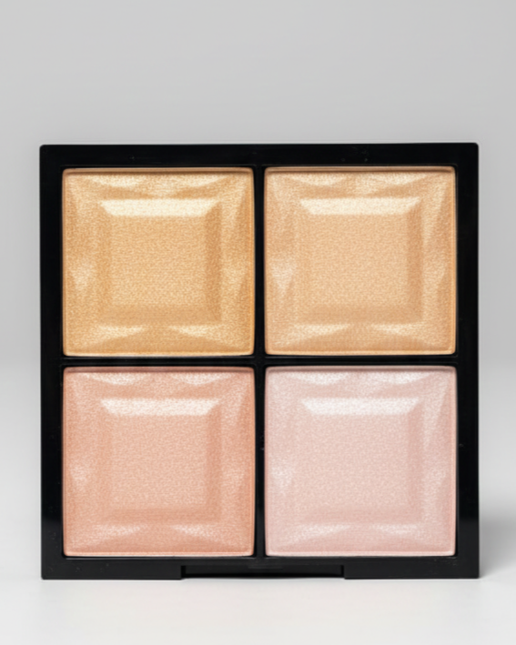 4-in-1 Shimmering Highlighter Palette - Golden and Pink Tones