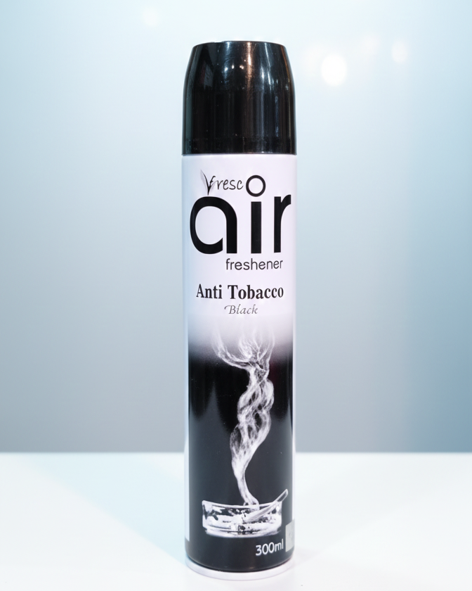 Fresco Air Freshener - Anti Tobacco Black (300ml) | প্রিমিয়াম ধূমপান বিরোধী সুগন্ধি স্প্রে