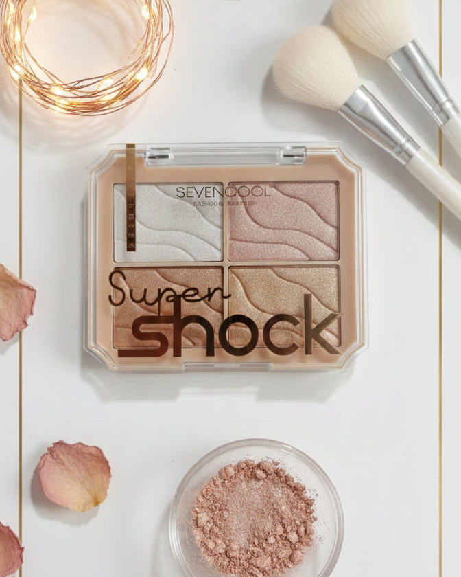 SEVENCOOL Super SHOCK 4-in-1 Eyeshadow & Highlighter Palette - Shimmer & Matte Finish